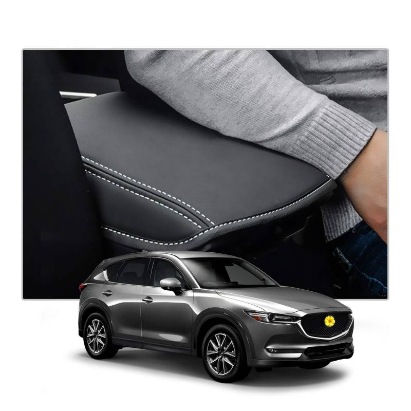 CDEFG für CX-5 CX5 KF Armlehnen Deckel Abdeckung Kratzschutz Mittelkonsole Kunstleder Armlehne Box Cover Auto Interieur Zubehör (Weiße Linie) von CDEFG