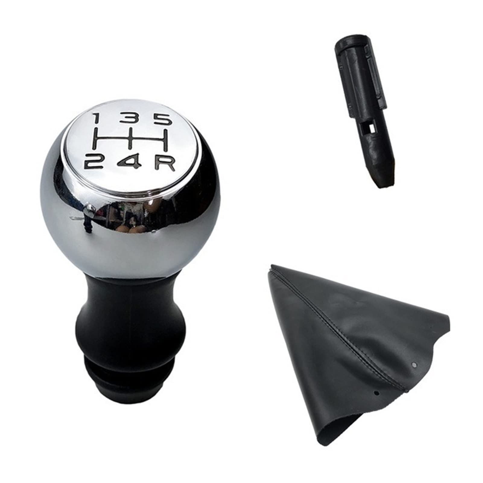 Auto-Schaltknauf Für Peugeot 106 206 306 406 107 207 307 407 301 308 2008 3008 C2 C3 C4 Mattchrom Auto Schaltknauf Hebel Shifter Hand Stick Fürs Auto(Chrome Black) von CDNPQNRR