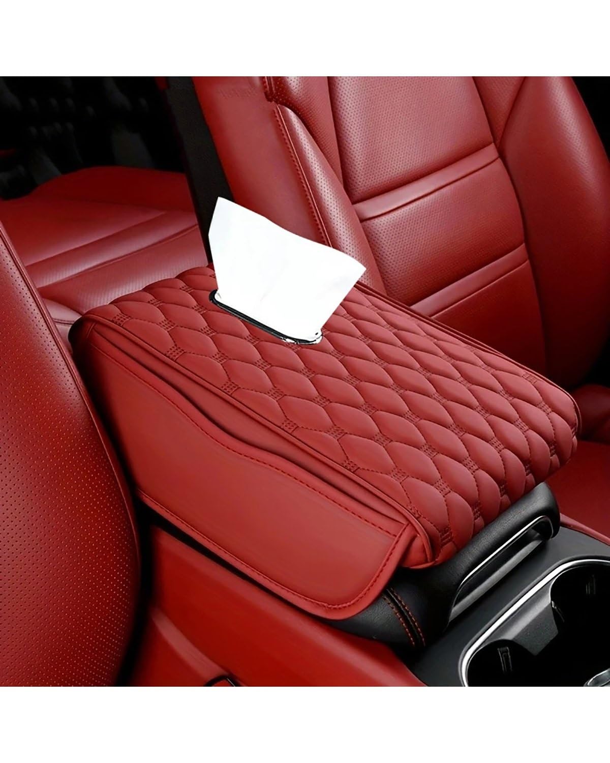 Voiture Accoudoirs Boîte Armlehnenpolster fürs Auto, Ellenbogenstütze, Kissenbezug mit Taschentuchaufbewahrung, dicke Memory Foam-Schutzmatte für die Mittelkonsole Voiture Console Centrale Boîte(Red) von CDPQFER