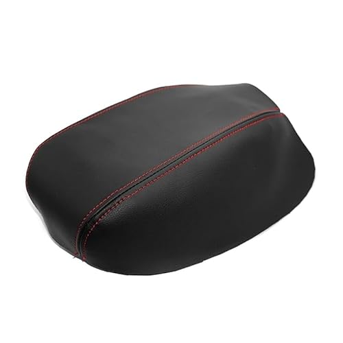 Voiture Accoudoirs Boîte Autozubehör Mikrofaser Leder Center Console Deckel Armlehne Box Abdeckung Aufkleber Trim für Q3 2019 Voiture Console Centrale Boîte(Black with red) von CDPQFER