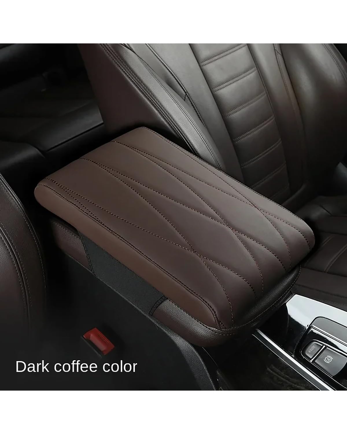 Voiture Accoudoirs Boîte Leder Memory Foam Auto Armlehne Matte Booster Konsole Universal Center Kissen Streifen Rhombus Sticken Armlehne Sitz Box Voiture Console Centrale Boîte(Dark Coffee) von CDPQFER