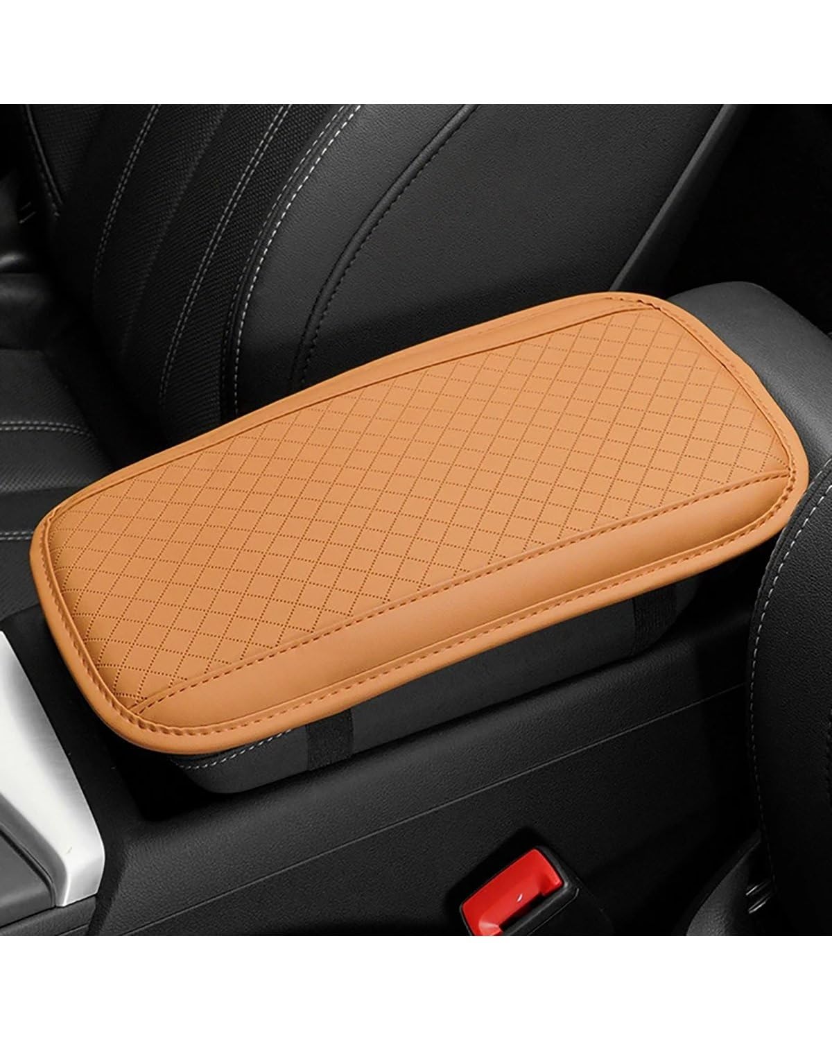 Voiture Accoudoirs Boîte PU-Leder-Auto-Armlehnenpolster, Universelle Mittelkonsole, Wellenstickerei, Auto-Sitzbox-Schutzkissen, Handstützen Voiture Console Centrale Boîte(Brown) von CDPQFER