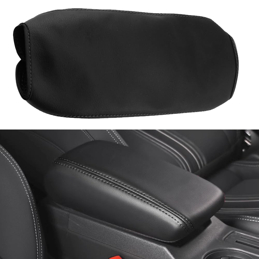 CEBAT Leder Mittelarmlehne Abdeckung,Mittelkonsole Armlehnenbezug,Armlehnenbezüge,Center Console Pad Cover für 2014-2020 A3/S3/RS3 8V,2016-2023 Q2 GA,2018-2023 Q3/RSQ2 F3(Schwarze Stiche) von CEBAT