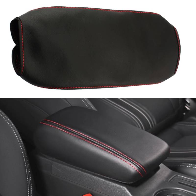 CEBAT Leder Mittelarmlehne Abdeckung,Mittelkonsole Armlehnenbezug,Armlehnenbezüge,Center Console Pad Cover für 2014-2020 A3/S3/RS3 8V,2016-2023 Q2 GA,2018-2023 Q3/RSQ2 F3 A (Rote Stiche) von CEBAT