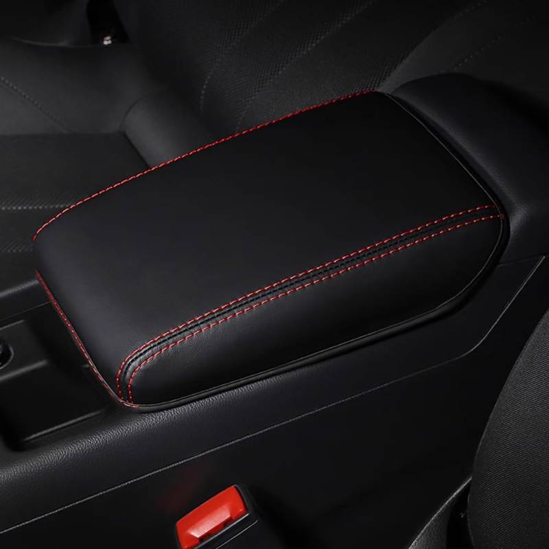 CEBAT Leder Mittelarmlehne Abdeckung,Mittelkonsole Armlehnenbezug,Armlehnenbezüge,Center Console Pad Cover für 2016-2023 A4/S4/RS4 B9 8W,2017-2023 A5/S5/RS5 F5,2017-2023 A4 Allroad(Rote Stiche) von CEBAT