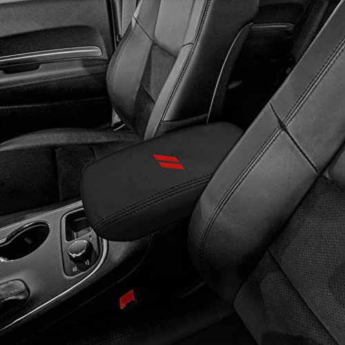 CEBAT Leder Mittelarmlehne Abdeckung,Mittelkonsole Armlehnenbezug,Armlehnenbezüge,Center Console Pad Cover für Dodge 2011-2020 Durango (Schwarze Stiche) von CEBAT