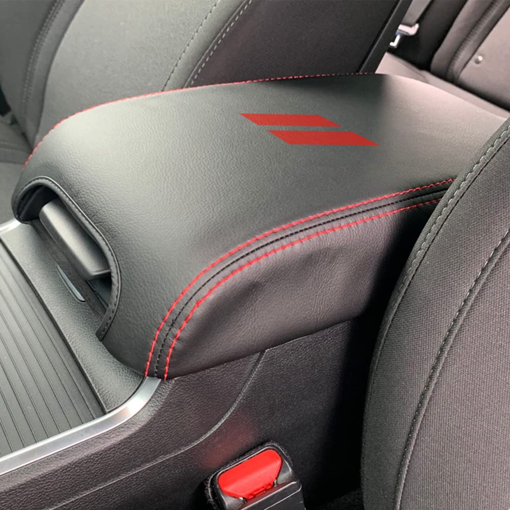 CEBAT Mittelkonsole Armlehne Box Abdeckung Anti-Scratch Leder Auto Mittelarmlehne Protector Pad Innendekoration Zubehör passend für Dodge Charger 2011-2023 Chrysler 300 2011-2023 (rote Nähte) von CEBAT