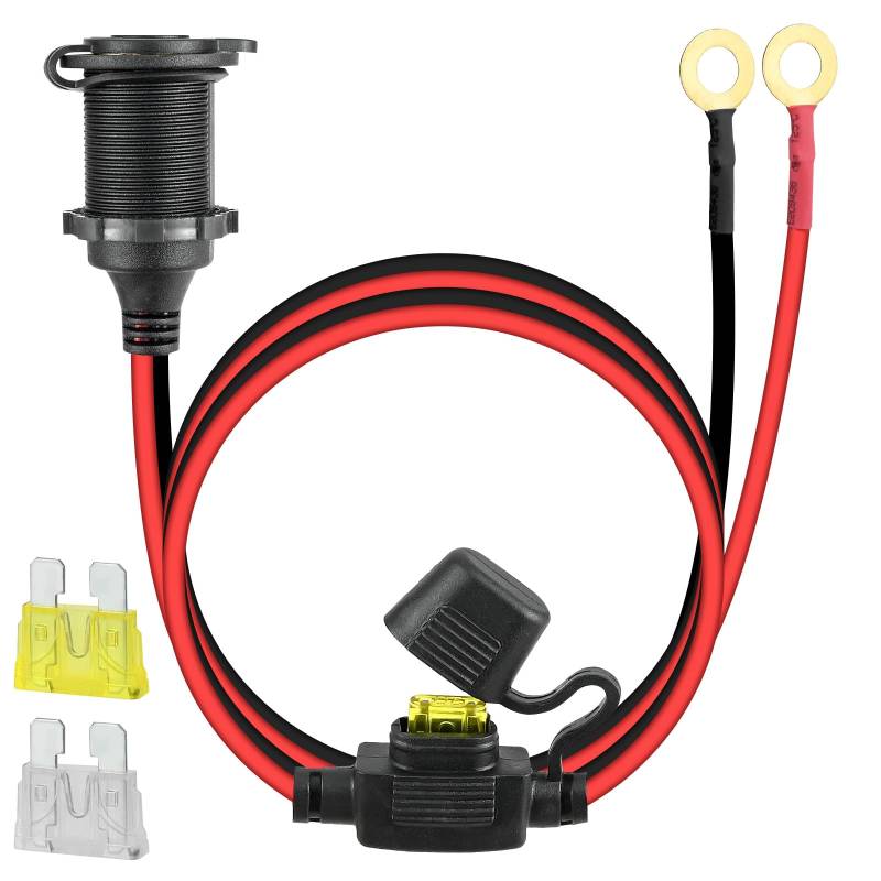 1.2M Verlängerungskabel Zigarettenanzünder Buchse, Wasserdicht Marine Grade 12V/24V Gleichstrom-Feuerzeugsteckdose Steckdose, Auto Zigarettenanzünder 14AWG 20A 25A Adapter für Auto Boot Motorrad von CECOMBINE