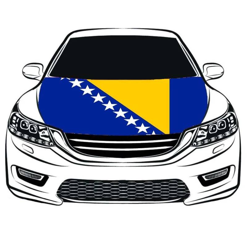 Motorhaubenschutz Mit Flagge Von Bosnien Und Herzegowina – Motorhaubenabdeckung Mit Flagge,Geeignet Für 3,3 × 5 Fuß Großes Nationales Auto-Motorhaubenbanner,Elastische Stoffe,Gewaschene,Winddich von CEDNXOER