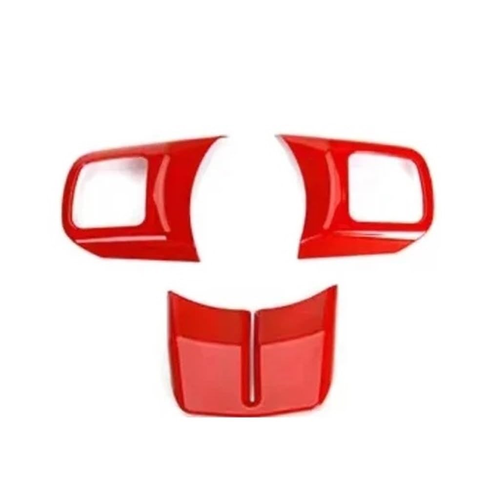 Auto Innenraum Formen Zierleiste 3PCS ABS Lenkrad Abdeckung Dekor Trim Für Jeep Für Wrangler JK 2011-2017 Für Patriot Für Kompass Für Grand Cherokee 2011-2013(Red) von CEHAKDLRI