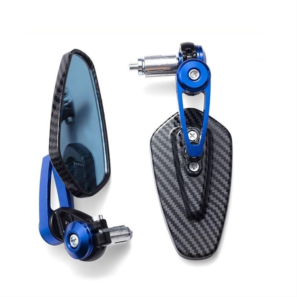 Motorrad Rückspiegel 2022 Motorrad Rückspiegel Carbon Faser Muster Lenker Spiegel Geändert Invertiert Rückspiegel Motorrad Zubehör(Blue3) von CEHAKDLRI