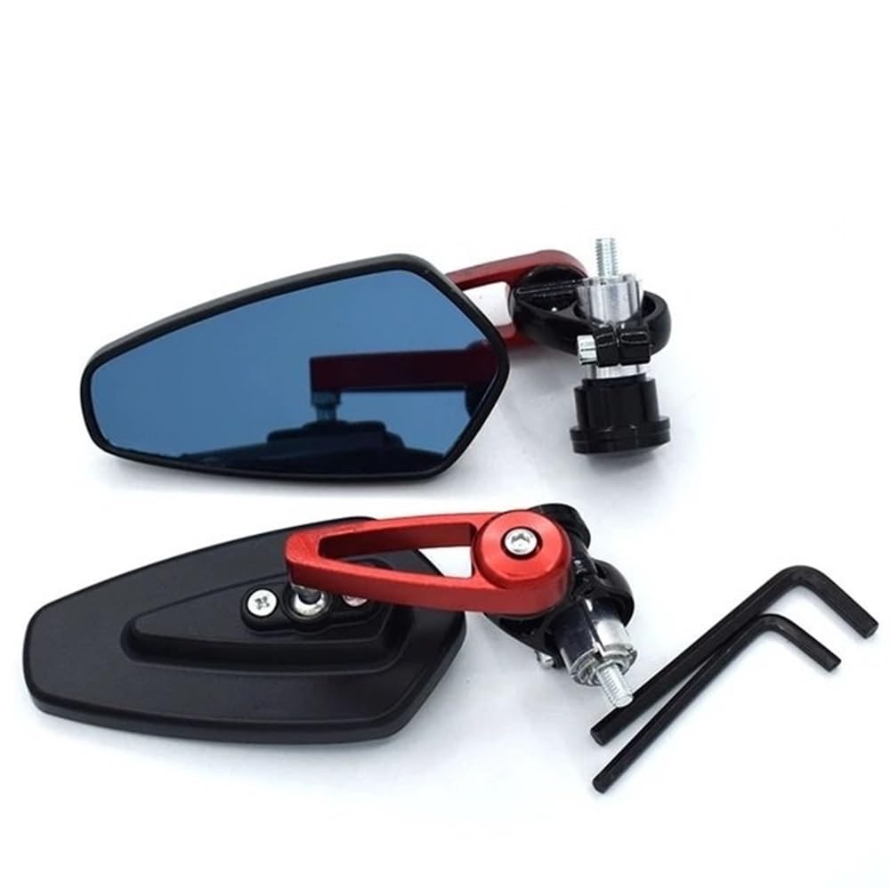 Motorrad Rückspiegel Universal Motorrad 7/8 "22mm Lenker Aluminium Rückspiegel Für Suzuki GSX-S750 GSX-S1000F GSX-S1000 GSX1400 SV650/A(RED4) von CEHAKDLRI