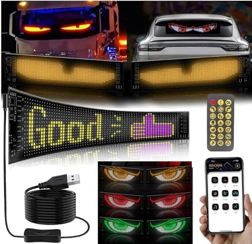 Dynamische LED Auto Lichter Auto Fernbedienung LED Display für Auto LED Lichtsignale für Auto Devil Eye Lichter für LKW Großer dynamischer Bildschirm Devil Eye LED für Fenster a von CEHJZQRPL