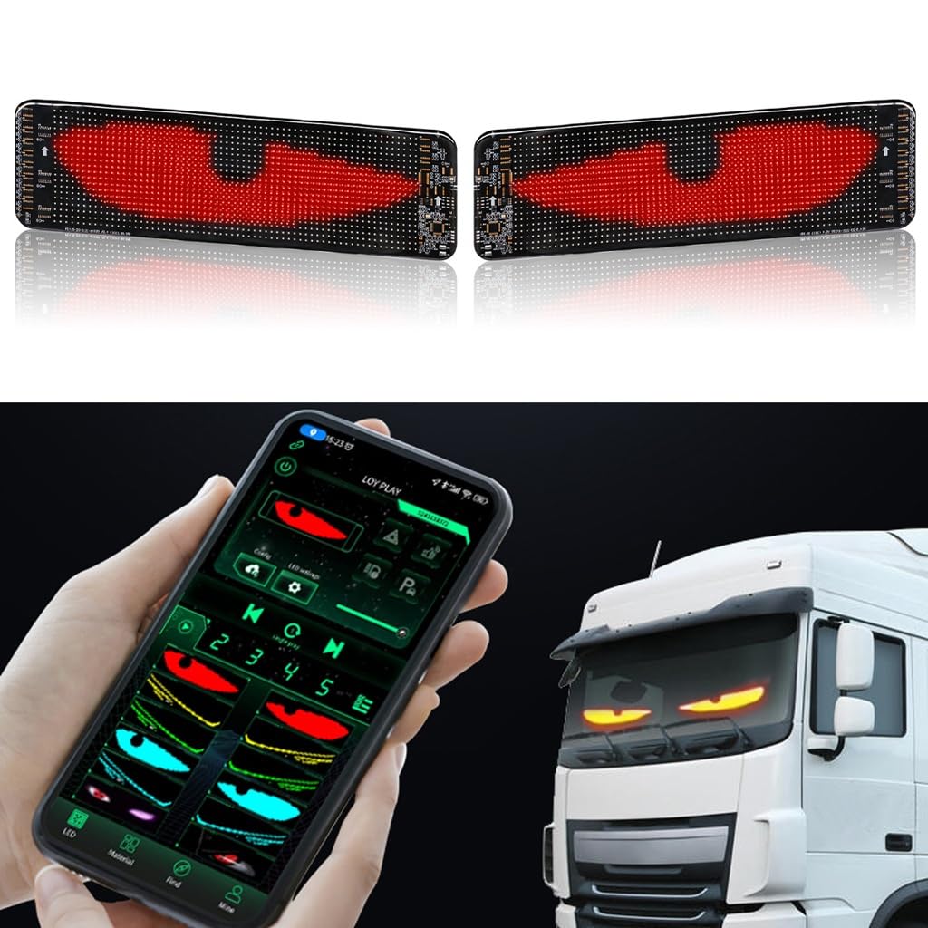 Dynamische LED-Leuchten für Autos, LED-Augen für LKW und Autos, Devil Eyes, großes flexibles LED-Display für Auto, DIY, bunte intelligente Lampe, weicher Bildschirm (2 Stück) von CEHJZQRPL