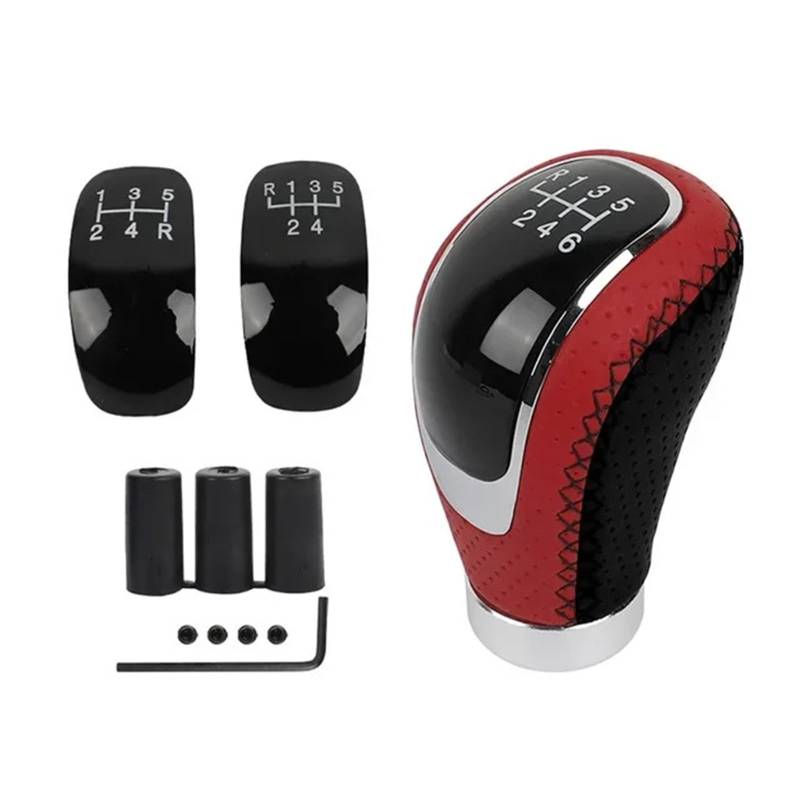 Auto Schaltknauf Universal 5/6 Gang Schaltknauf Shifter Hebel Griff Stick PU Auto Zubehör Für Alle Manuellen Auto(Black red black line) von CEIKOPQS