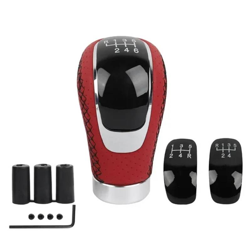 Auto Schaltknauf Universal 5/6 Gang Schaltknauf Shifter Hebel Griff Stick PU Auto Zubehör Für Alle Manuellen Auto(Red black line) von CEIKOPQS