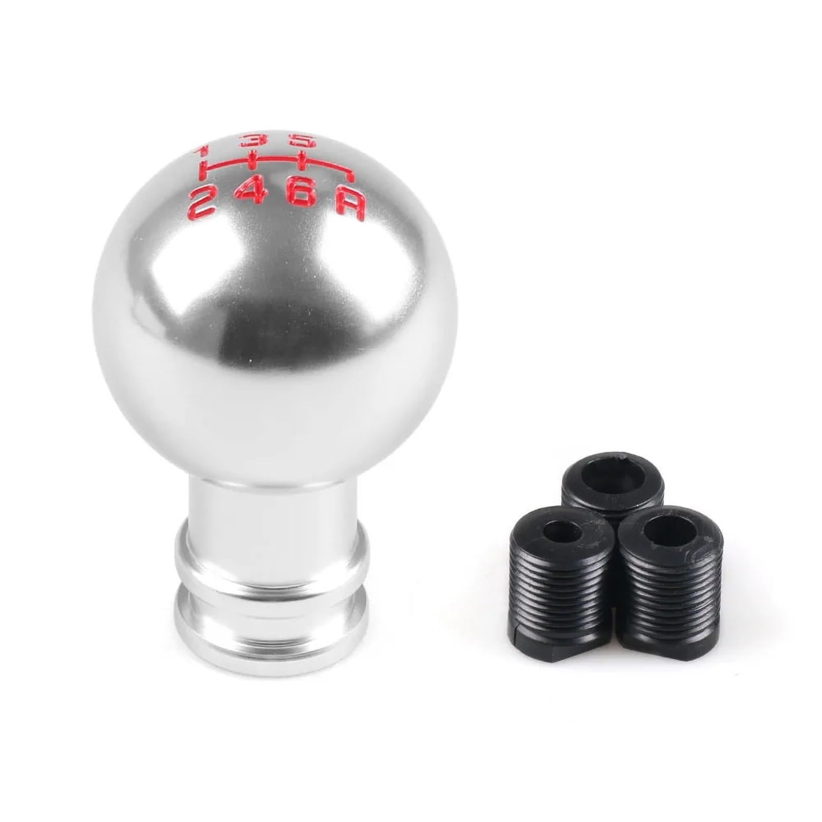 Auto Schaltknauf Universal Aluminium Ball Runde Schaltknauf 5 Gang 6 Gang 10 Gang Manuelle Schalthebel M8 M10 M12 Schalthebel Tuning(6 Speed Silver) von CEIKOPQS