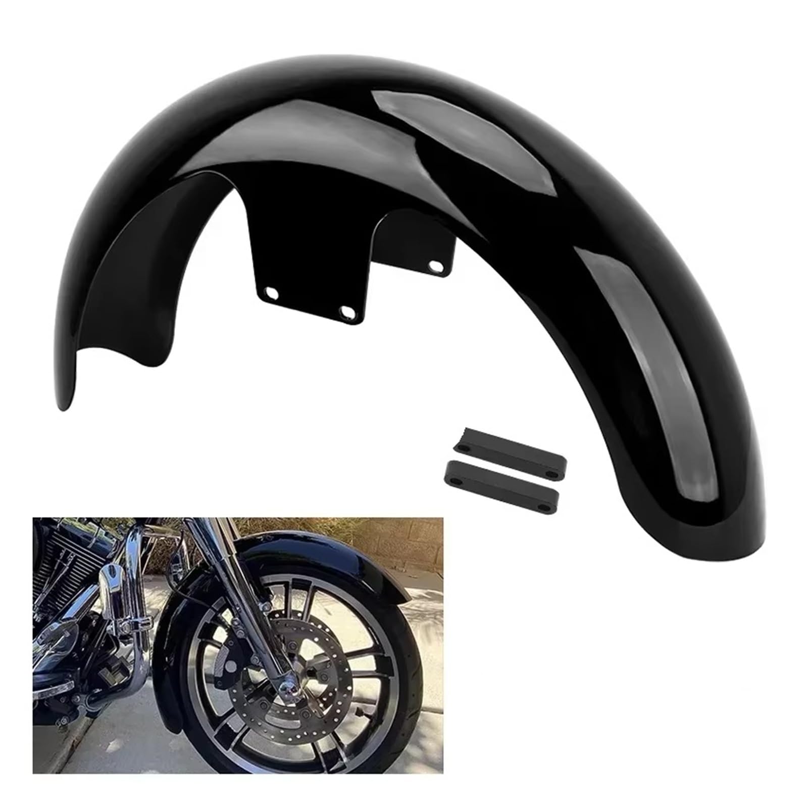 Kotflügel Für Für Touring Für Road Für King Für Electra Für Glide Street Für Road Für King Für Glide Ultra 19 "Wrap Front Fender Motorrad Helle Schwarz Motorrad Kotflügel von CEIKOPQS