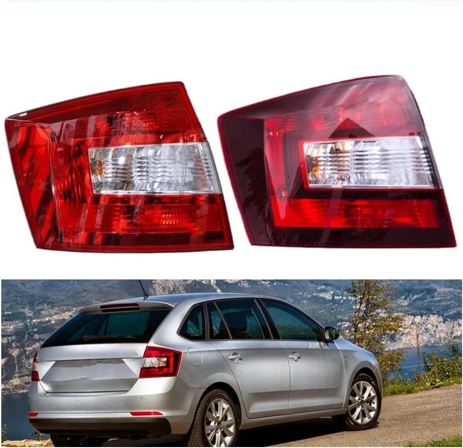 CELECH Auto Rücklicht Komplettsets Für Skoda Spaceback 2014-2019,Auto Links Rechts Wasserdichtes Warnlicht Heckleuchte Ersetzen Zubehör,C/Black Left von CELECH