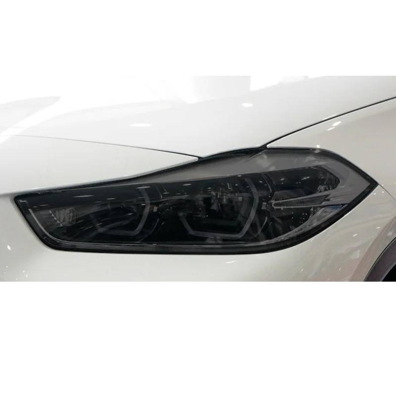 2 Stück Auto Scheinwerfer Schutzfolie Scheinwerfer Transparent Schwarz TPU Aufkleber Reparatur, für BMW X2 F39 2017-heute Zubehör geschwärzt von CELOTUS