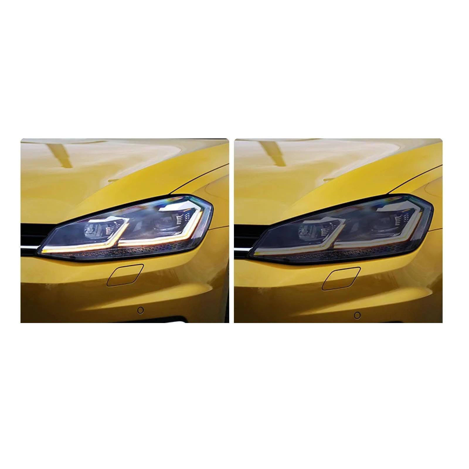 2X Auto Scheinwerfer Schutzfolie Rauch Schwarz Tönung Vinyl Aufkleber, für VW Golf 7 Scirocco Passat B8 Teramont Käfer CC CC18-OnT von CELOTUS