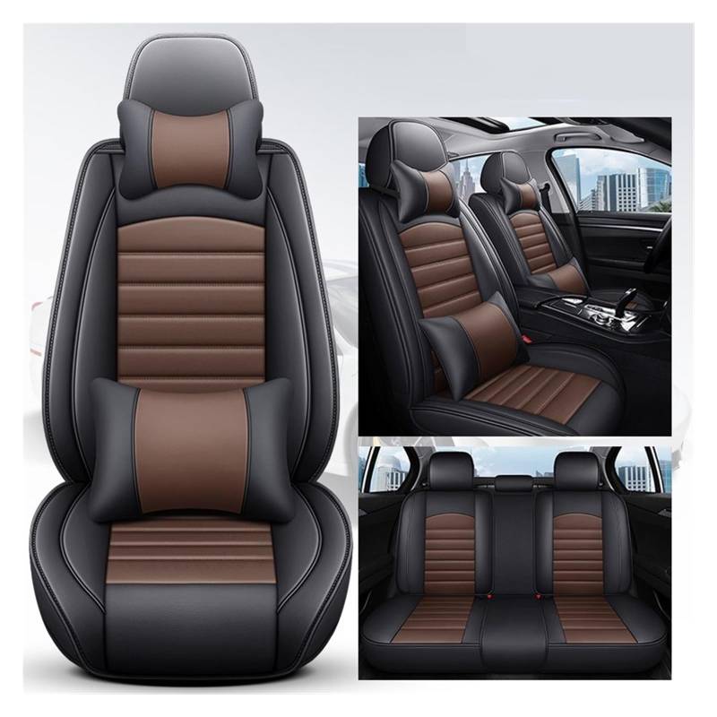 Autobezüge Set Für OPEL Für Grandland X Für Corsa Für Vectra B Für Mokka PU Leder Auto Sitz Abdeckung Innen Zubehör Sitzschoner Auto(Black Coffee 5 Seat A) von CENAP