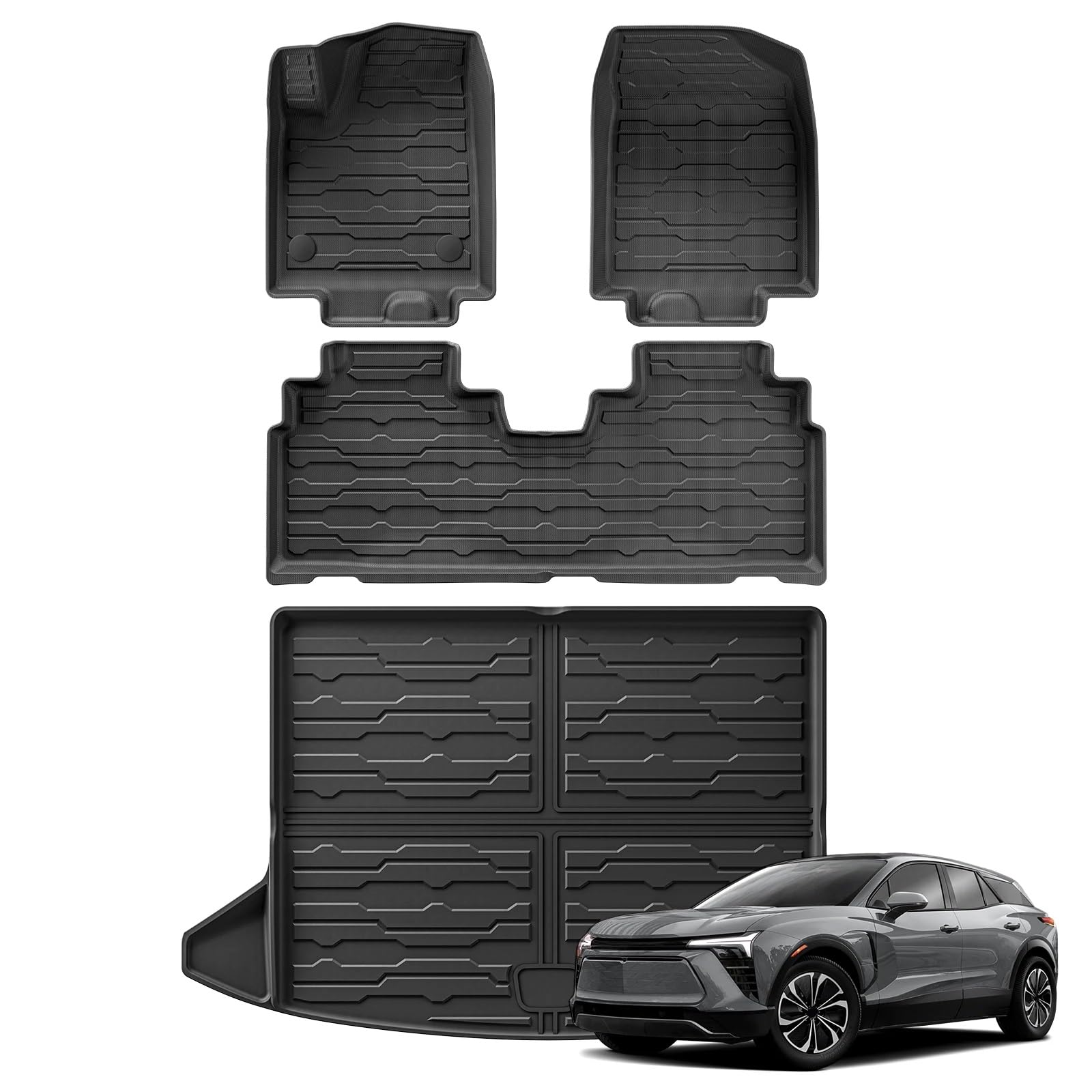 Autoteppiche Für Chevrolet Für Blazer EV 2024 3D Auto Fußmatten Cargo Liner Trunk Pad Alle Wetter Schwarz Links Ruder Auto Fussmatten Set(4P) von CENAP