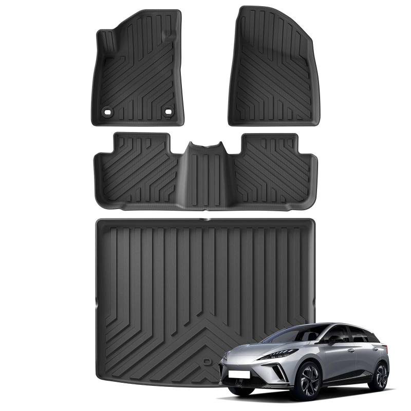 Autoteppiche Für MG4 EV 3D Auto Fußmatten Cargo Liner Trunk Pad Schwarz Teppich Fuß Pads Alle Wetter Links Ruder Auto Fussmatten Set(FM 4P) von CENAP