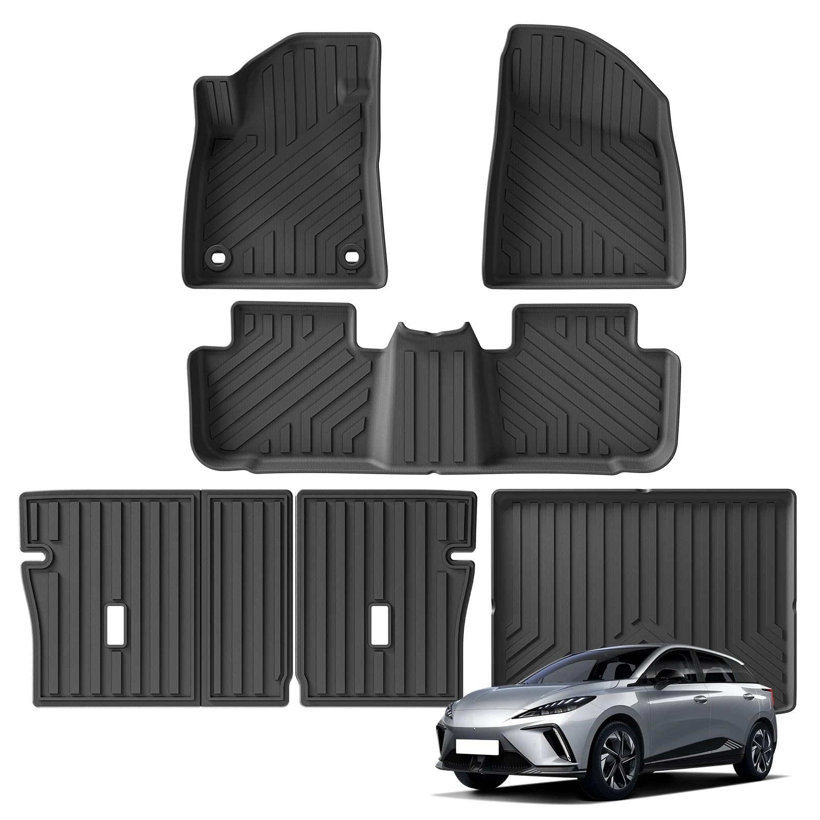 Autoteppiche Für MG4 EV 3D Auto Fußmatten Cargo Liner Trunk Pad Schwarz Teppich Fuß Pads Alle Wetter Links Ruder Auto Fussmatten Set(FM 6P) von CENAP