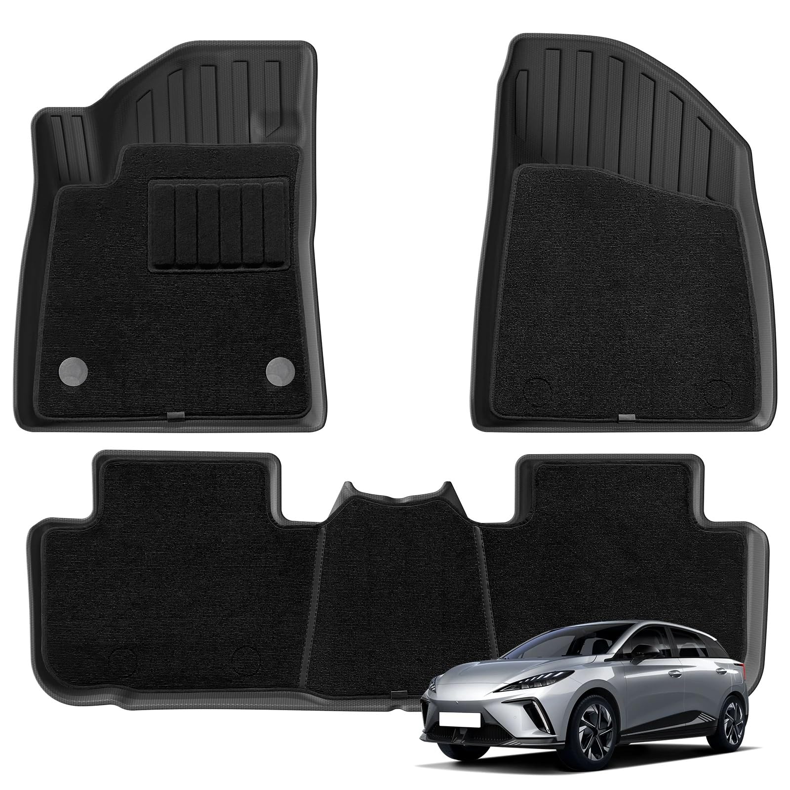 Autoteppiche Für MG4 EV 3D Auto Fußmatten Cargo Liner Trunk Pad Schwarz Teppich Fuß Pads Alle Wetter Links Ruder Auto Fussmatten Set(FM 6P Carpet) von CENAP