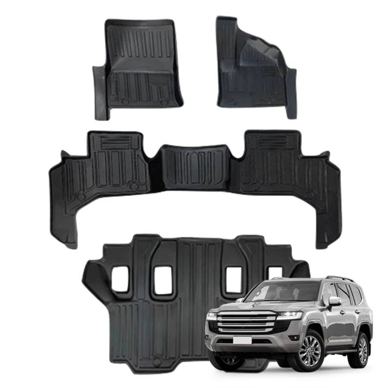 Autoteppiche Für Toyota Für Land Für Cruiser LC300 7seat 3D Auto Fußmatten Cargo Liner Kofferraumpolster Teppich Schutz Zubehör Auto Fussmatten Set(RHD 4PCS) von CENAP