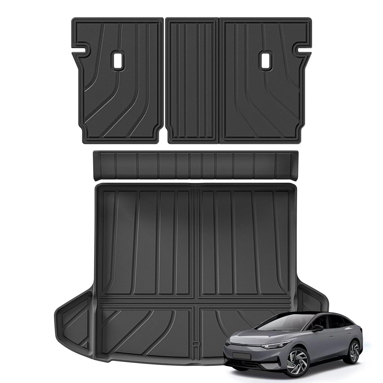 Autoteppiche Für VW ID.7 ID7 3D Auto Fußmatten Cargo Liner Trunk/Rückenlehne Pad Wasserdicht Links Ruder Auto Fussmatten Set(Trunk and Backrest) von CENAP