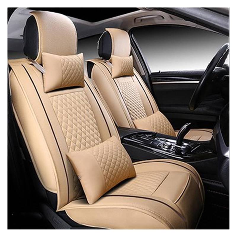 CENAP Autobezüge Set Für 6 Serie Für E63 Für E64 Für F06 Für F12 Für F13 Für G32 PU Leder 5 Sitz Auto Sitz Abdeckung Auto Zubehör Innen Details Sitzschoner Auto(Beige Have Pillow) von CENAP