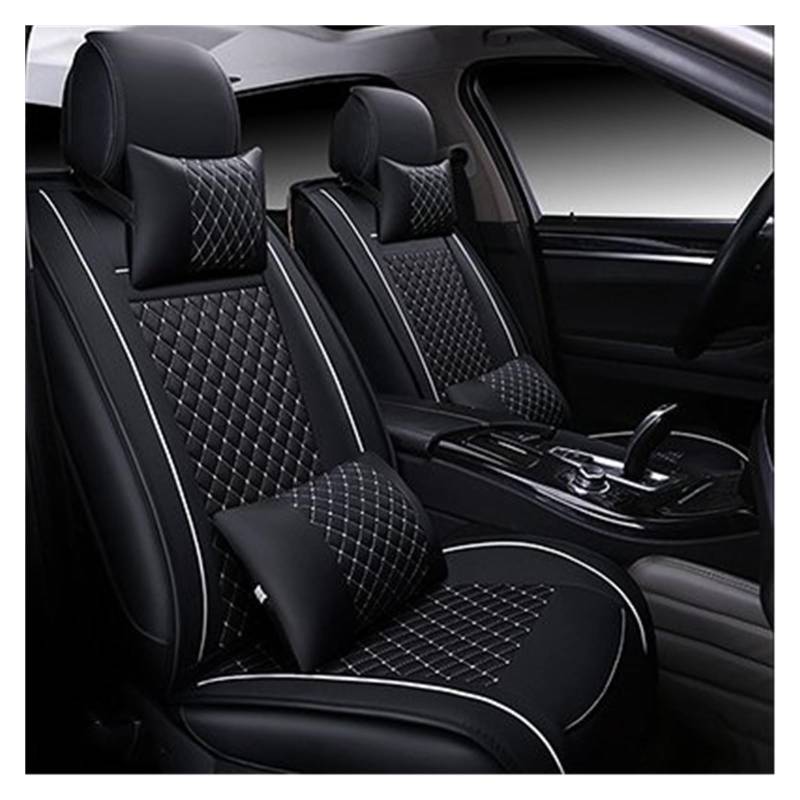 CENAP Autobezüge Set Für ALFA Für Romeo Für Stelvio Für Giulia Alle Modelle Auto Zubehör Innen Details PU Leder Auto Sitz Abdeckung Sitzschoner Auto(Black White Pillow) von CENAP