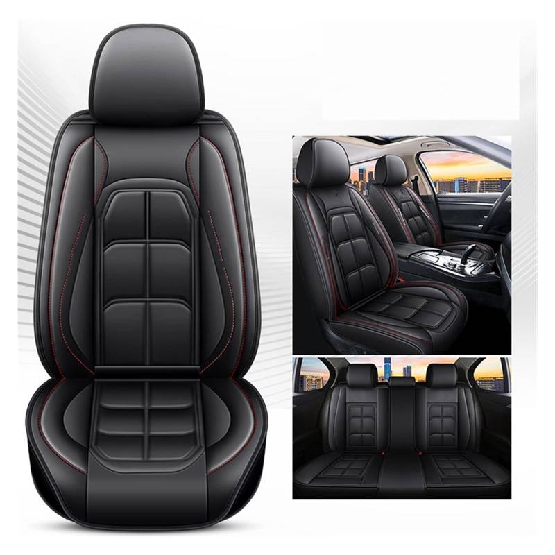 CENAP Autobezüge Set Für Astra Universal Pu Leder Auto Sitzbezug Auto Zubehör Innen Details Sitzschoner Auto(Black 5 Seat) von CENAP