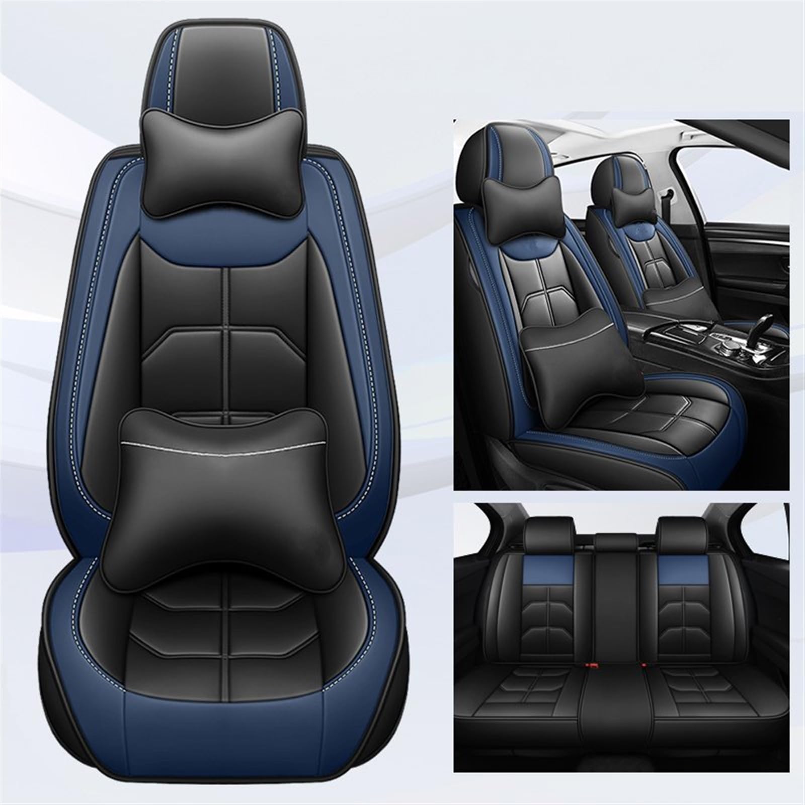 CENAP Autobezüge Set Für F10 Für 5 Serie F11 G30 G31 E39 E60 E61 F07 F18 G38 Universal Auto Sitz Abdeckung Auto Zubehör Innen Details Alle Auto Modell Sitzschoner Auto(Black Blue 5 Seat) von CENAP