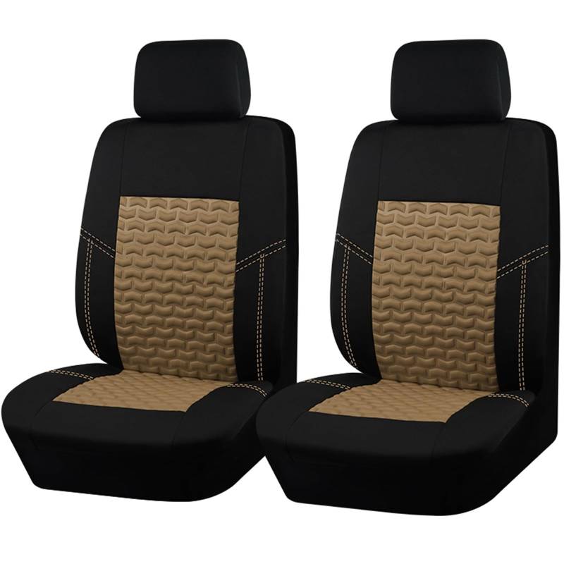 CENAP Autobezüge Set Für FIAT Für Ducato 2+1 Universal 4mm Schwamm Sitzbezüge Passend Für Die Meisten Van Truck Sitzschoner Auto(AD9439-2F-Beige) von CENAP