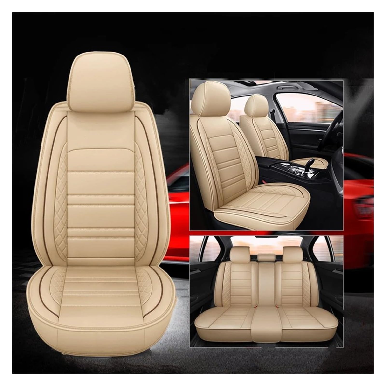 CENAP Autobezüge Set Für Für Grandis Für Montero Für Sport Für Outlander Für PHEV Auto Sitzbezug Auto Zubehör Sitzschoner Auto(Beige 5 A) von CENAP