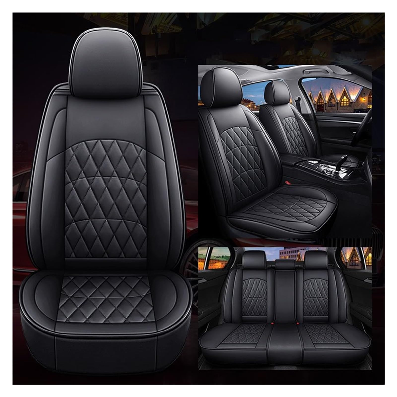 CENAP Autobezüge Set Für Insight Für Odyssey Für Stream Für Shuttle Leder Autositzbezug Autozubehör Sitzschoner Auto(Black 5 Seat) von CENAP