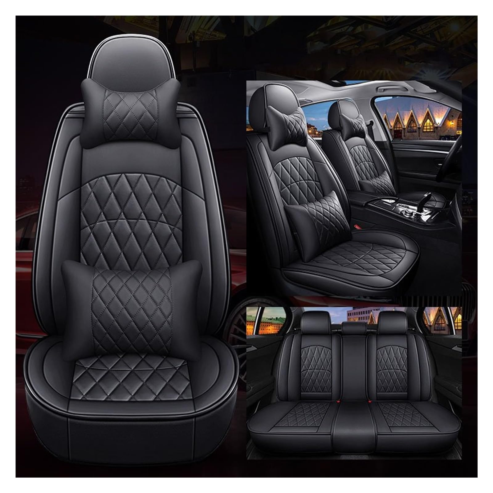 CENAP Autobezüge Set Für Insight Für Odyssey Für Stream Für Shuttle Leder Autositzbezug Autozubehör Sitzschoner Auto(Black 5 Seat A) von CENAP