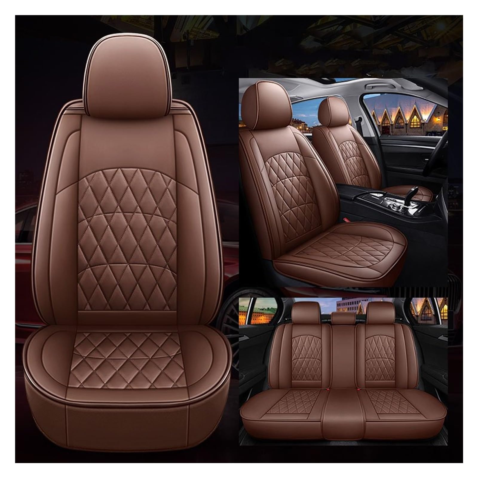 CENAP Autobezüge Set Für Insight Für Odyssey Für Stream Für Shuttle Leder Autositzbezug Autozubehör Sitzschoner Auto(Coffee 5 Seat) von CENAP