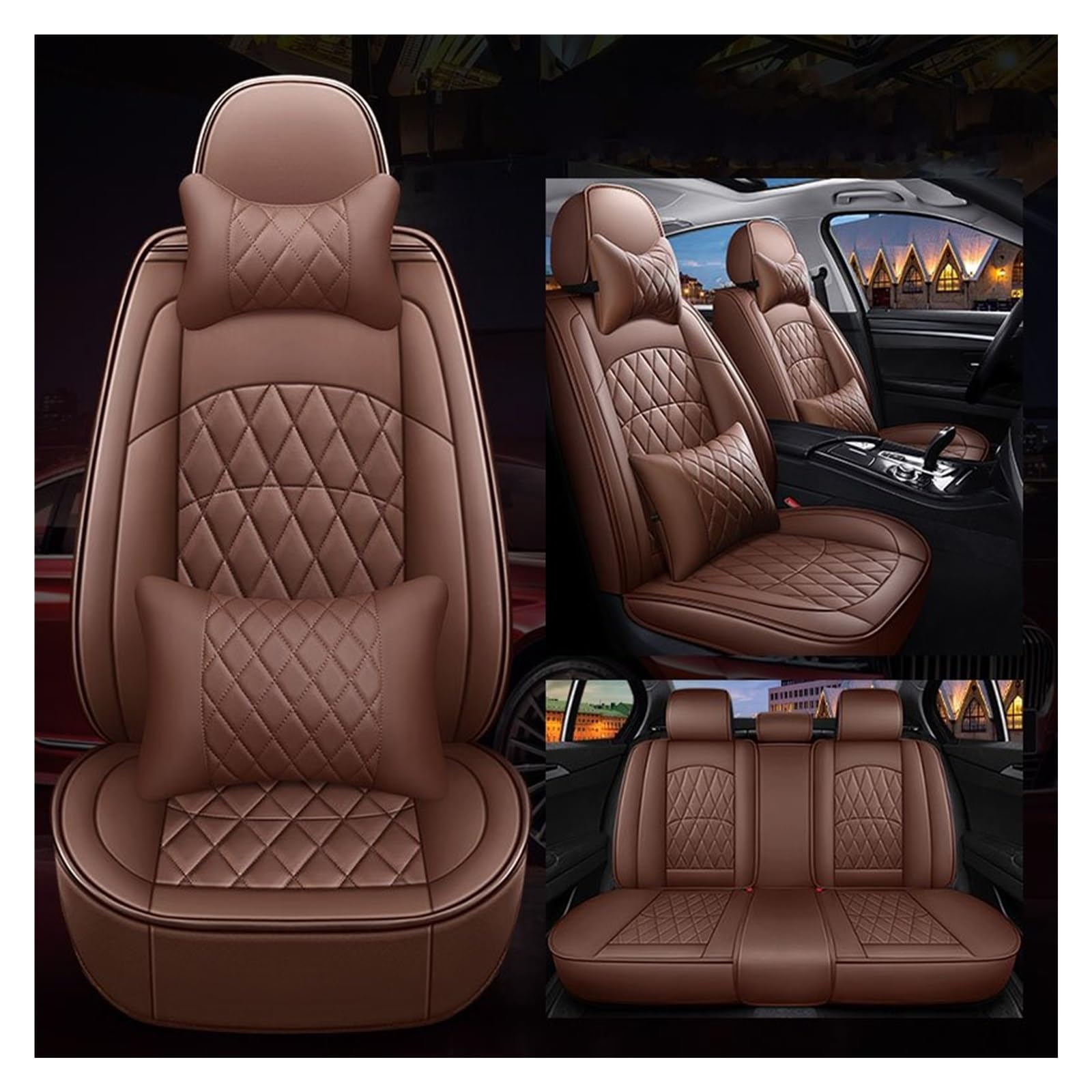 CENAP Autobezüge Set Für Insight Für Odyssey Für Stream Für Shuttle Leder Autositzbezug Autozubehör Sitzschoner Auto(Coffee 5 Seat A) von CENAP