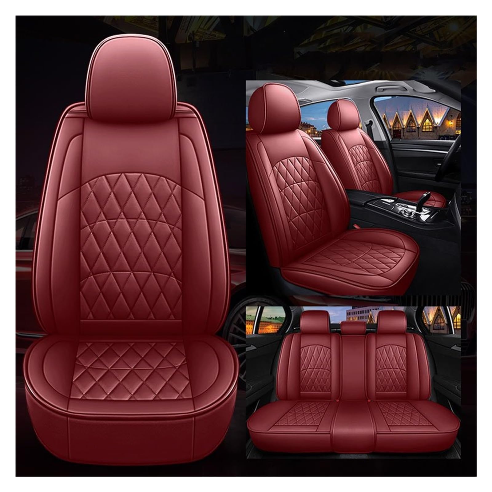 CENAP Autobezüge Set Für Insight Für Odyssey Für Stream Für Shuttle Leder Autositzbezug Autozubehör Sitzschoner Auto(Wind Red 5 Seat) von CENAP