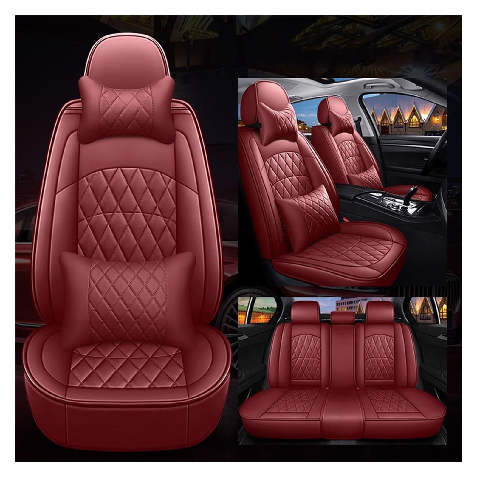 CENAP Autobezüge Set Für Insight Für Odyssey Für Stream Für Shuttle Leder Autositzbezug Autozubehör Sitzschoner Auto(Wind Red 5 Seat A) von CENAP