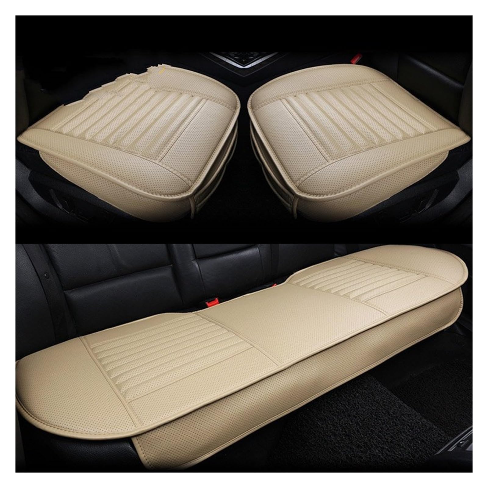 CENAP Autobezüge Set Sitzbezüge Für Autos PU-Leder Autositzbezug Universelle Vierjahreszeiten-Stühle Schutzmatte Automobil-Sitzbezug Autozubehör Sitzschoner Auto(3pcs Beige) von CENAP