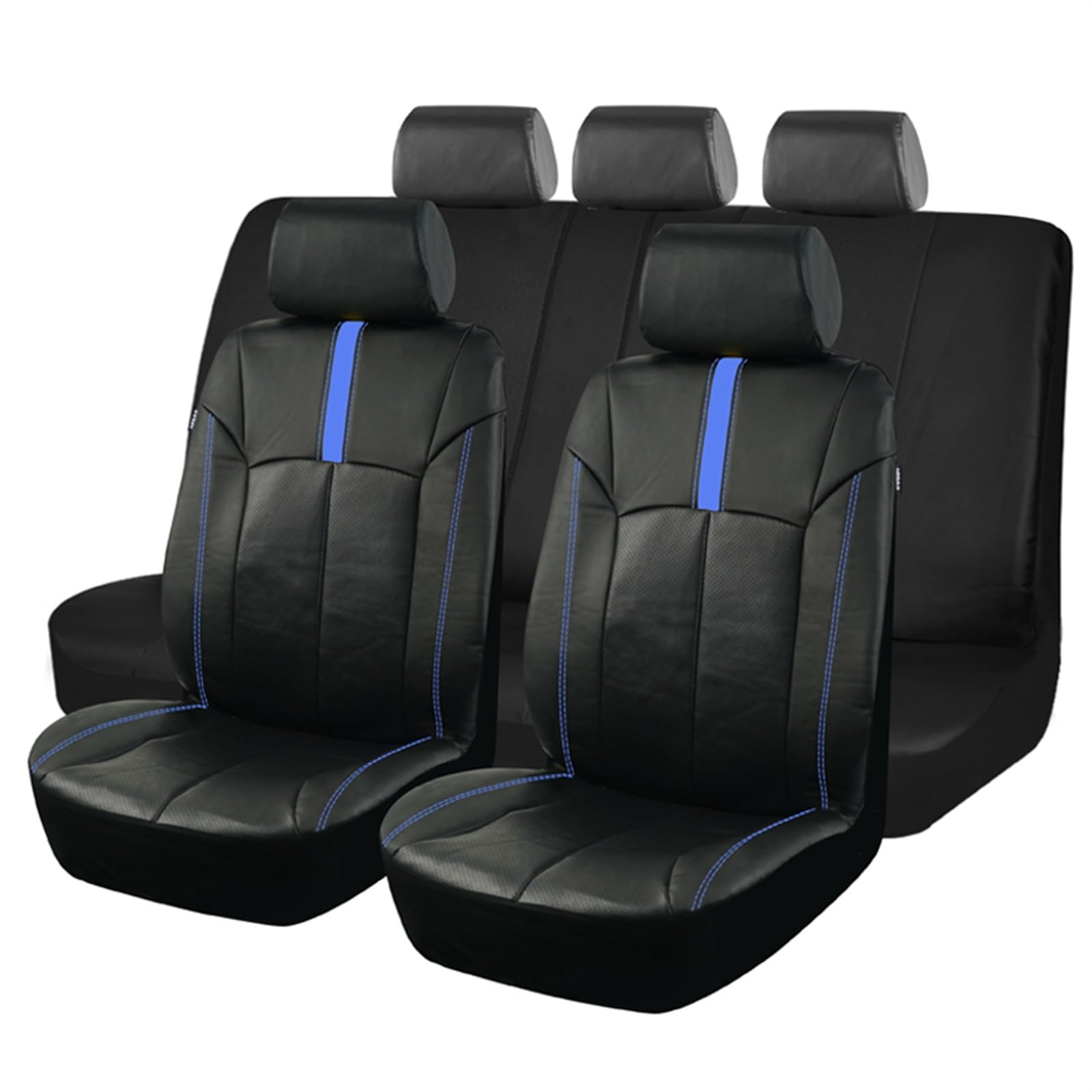 CENAP Autobezüge Set Sportliches Unisex Racing Universal-Leder-Autositzbezüge-Set Passend Für Die Meisten Autos SUVs LKWs Autozubehör Innenausstattung Sitzschoner Auto(Blue 9 pcs) von CENAP