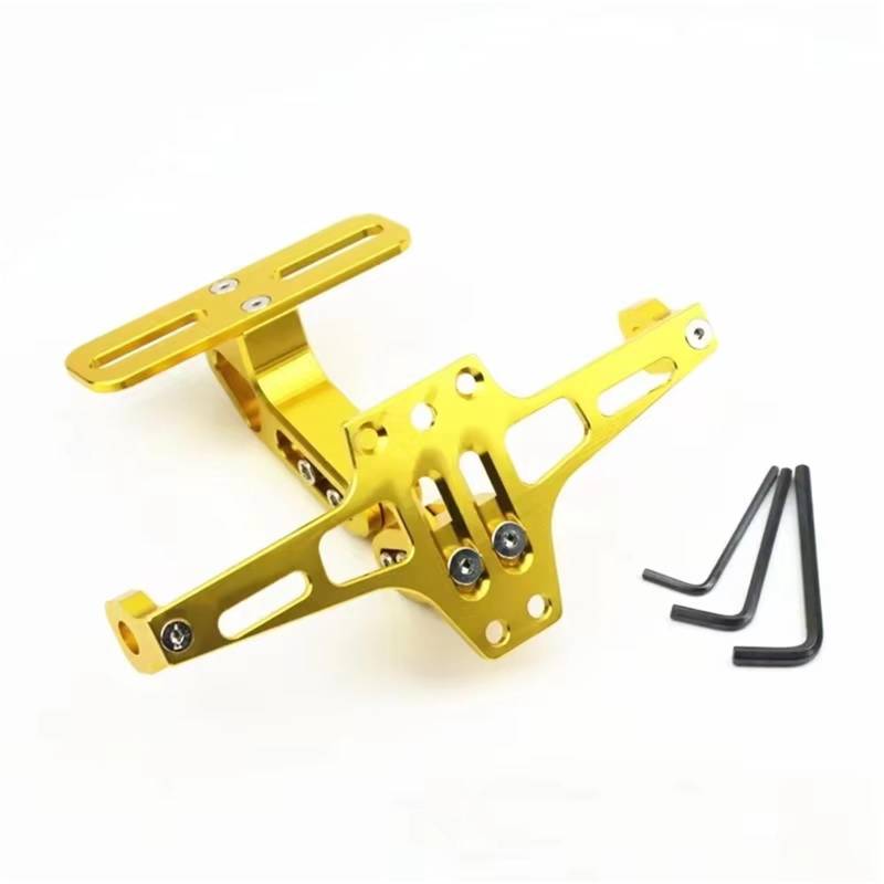 Motorrad Kennzeichenhalter Universal Einstellbare Motorrad Lizenz Nummer Platte Halterung Hinten Blinker Lampe Halter CNC Aluminium Für Fender Eliminator Motorrad Kennzeichen(Yellow) von CENAP