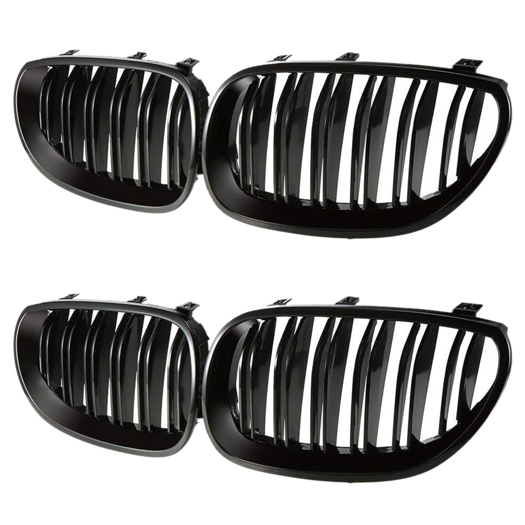 CENMEN 2X Front SchüRze Motor Haube Nieren Grill Dual Slat Sport Gitter für 5 Series E60 E61 2003-2009 (Matt Schwarz) von CENMEN