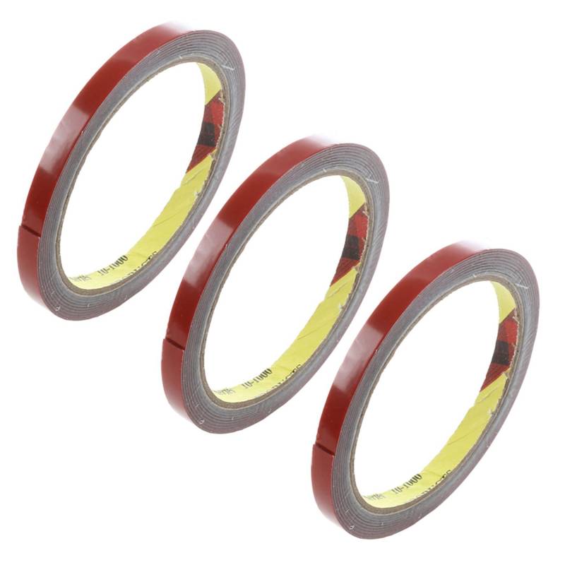 CENMEN 3 x Klebeband, doppelseitig, stark, stark, Schaumstoffband für das Auto, 8 mm x Rot von CENMEN