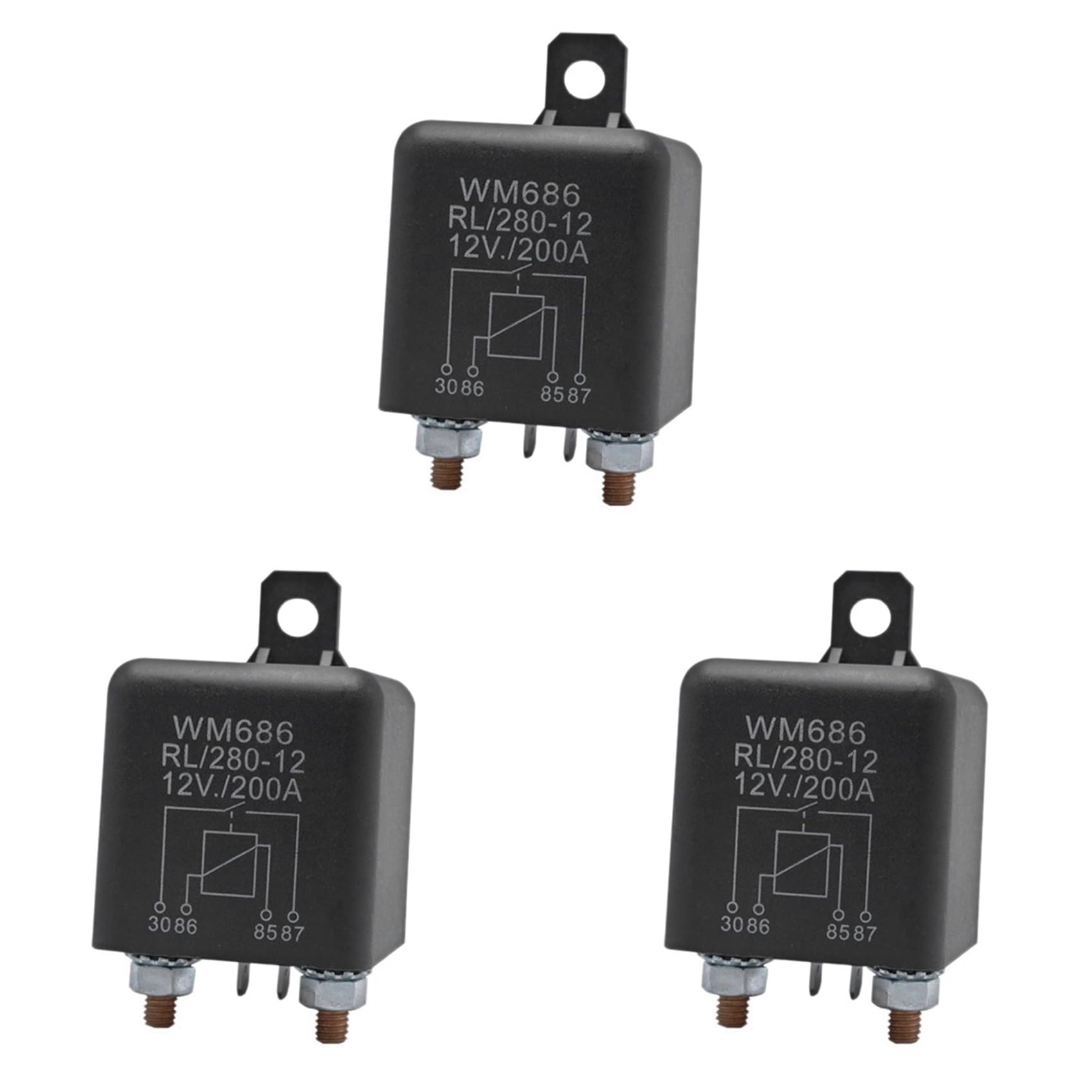 CENMEN 3X Batterietrennrelais 12V 4-Pin WM686 Startrelais Auto EIN/AUS-Schalter SchließEr Relais RL/280 200A von CENMEN